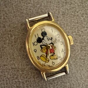 Vintage Loris Mickey Mouse Gold Watch face needs battery